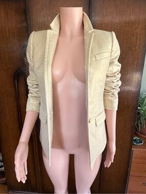 J. Crew Yellow Gold Metallic Linen & Cotton Classic Tailored Blazer XS Size 2